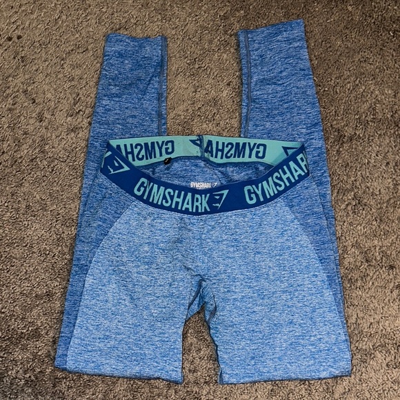 Gymshark Blue Performance Leggings with Stylish Waistband - Picture 1 of 7